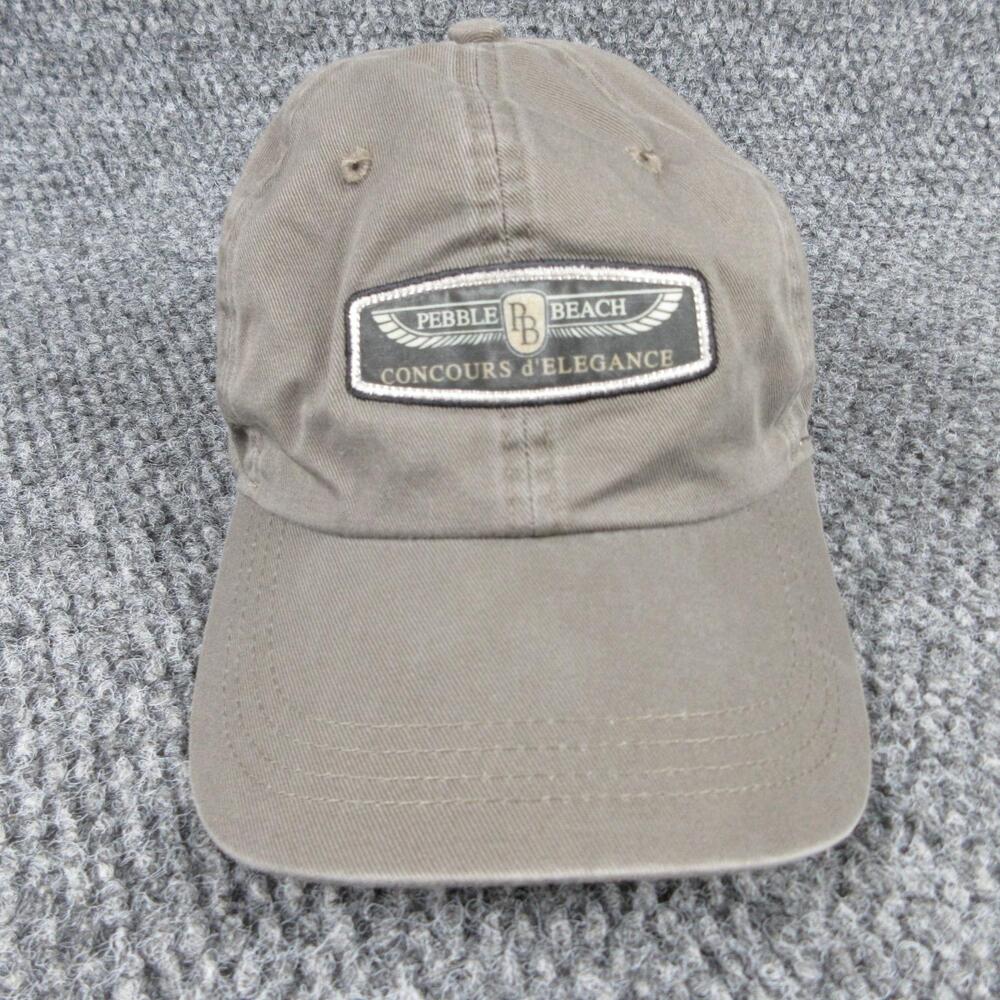 Pebble Beach Hat Cap Mens One Size Brown Twill Lined Adjustable Cars Patch Ahead